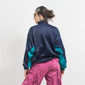 Oversized track jacket Vintage 90's multi color block tracksuit top women size XL image 5