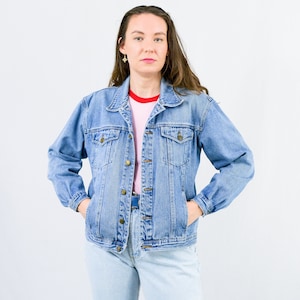 Händler Jeansjacke 90er Jahre Vintage Trucker Grunge blau Hipster Rocker Jeans M/L