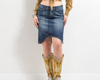 Gonna In Jeans Donna Vita Bassa Taglie Forti - Minigonna Denim Elasticizzata Stile Y2K