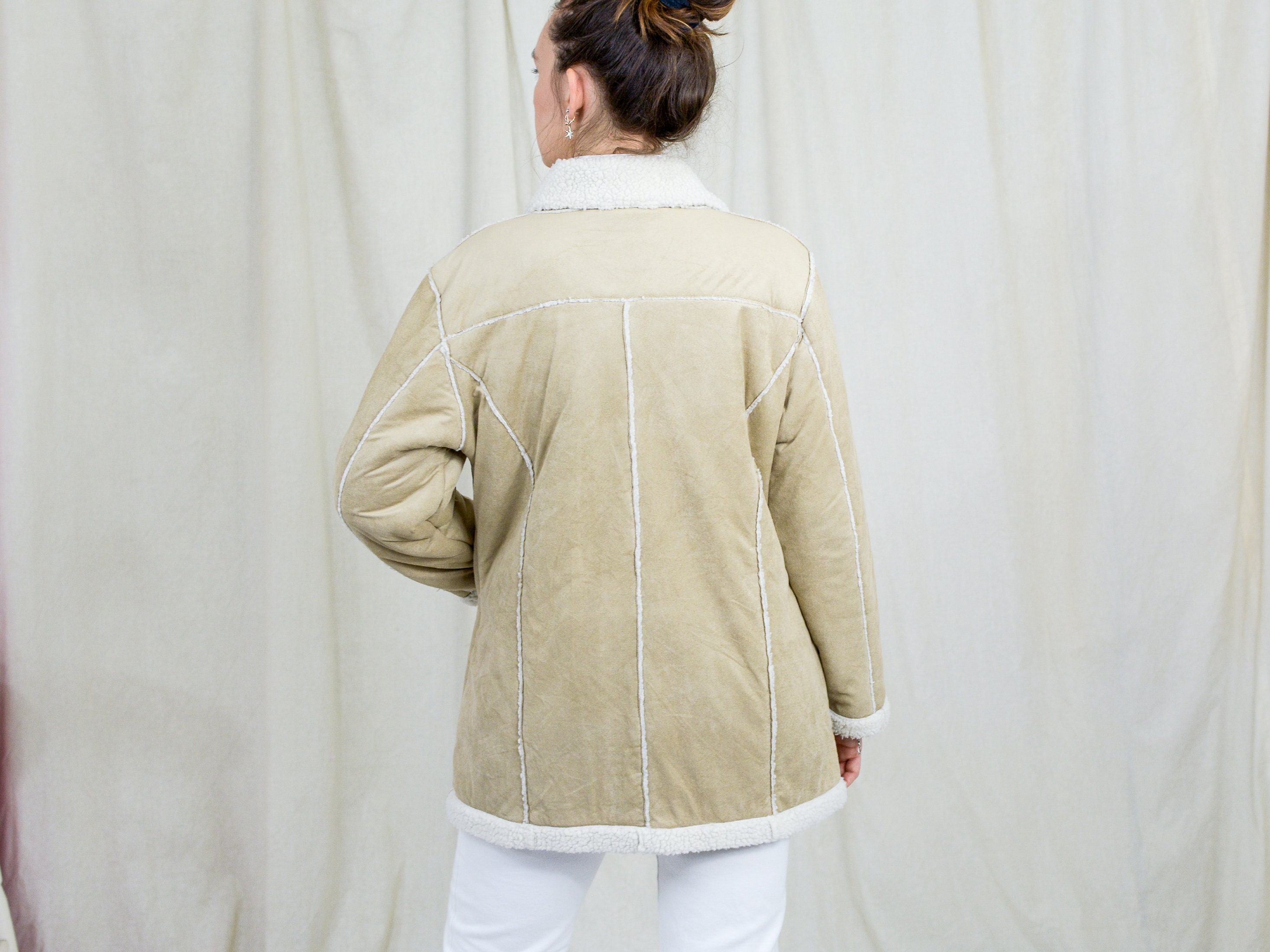 Cream faux suede clearance jacket