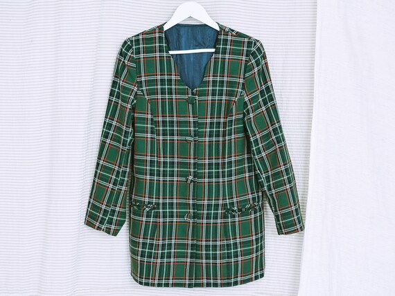 Green check deals blazer womens