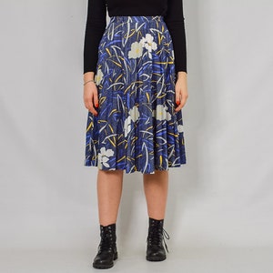 80's skirt pleated Retro printed blue Vintage High waisted W27 S Small image 3