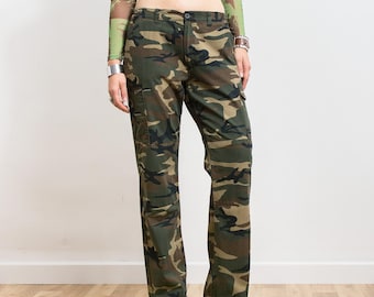 Vintage Camo Cargo Pants Military Trousers Multi Pocket M/L