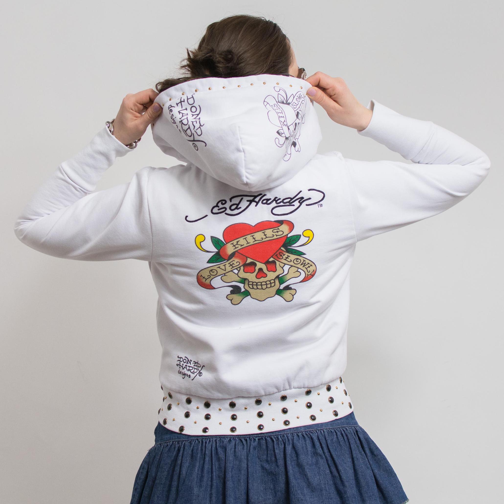 トップス Y2K ED HARDY sweat foodie setup co Ed Hardy Y2k Tracksuit Set Croped Zip Up Hoodie And