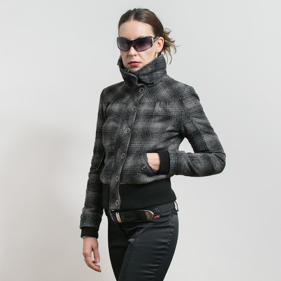 Vintage Y2K Cropped Plaid Jacket Short Coat Size S - Etsy