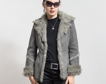 Vintage Faux Shearling Penny Lane Coat Suede Jacket M