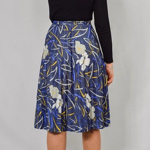 80's skirt pleated Retro printed blue Vintage High waisted W27 S Small image 6