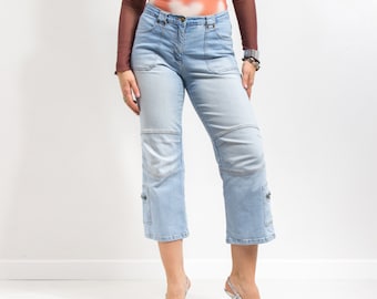 Y2K Jorts Vintage capribroek blauw denim dames maat L