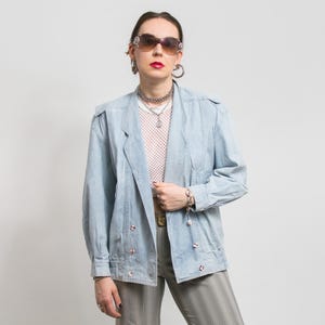 Vintage 80&#39;s denim jacket oversized blue jean women size M/L