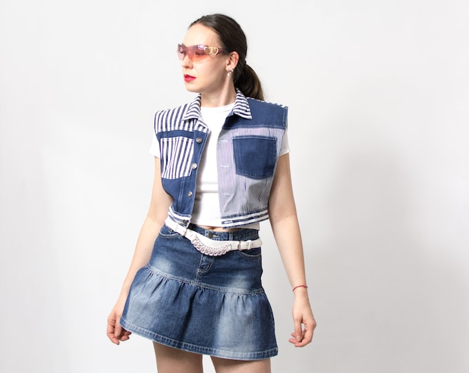 90s Vintage Vest Crop Tops