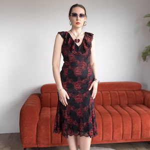 Vintage Lace Rose Dress | romantic Carmen Spanish style | women's size M