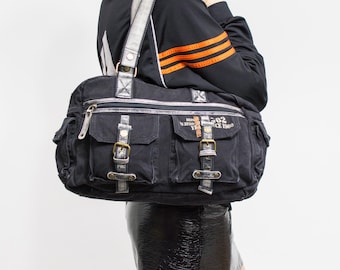 Vintage Y2K shoulder bag denim luggage printed women