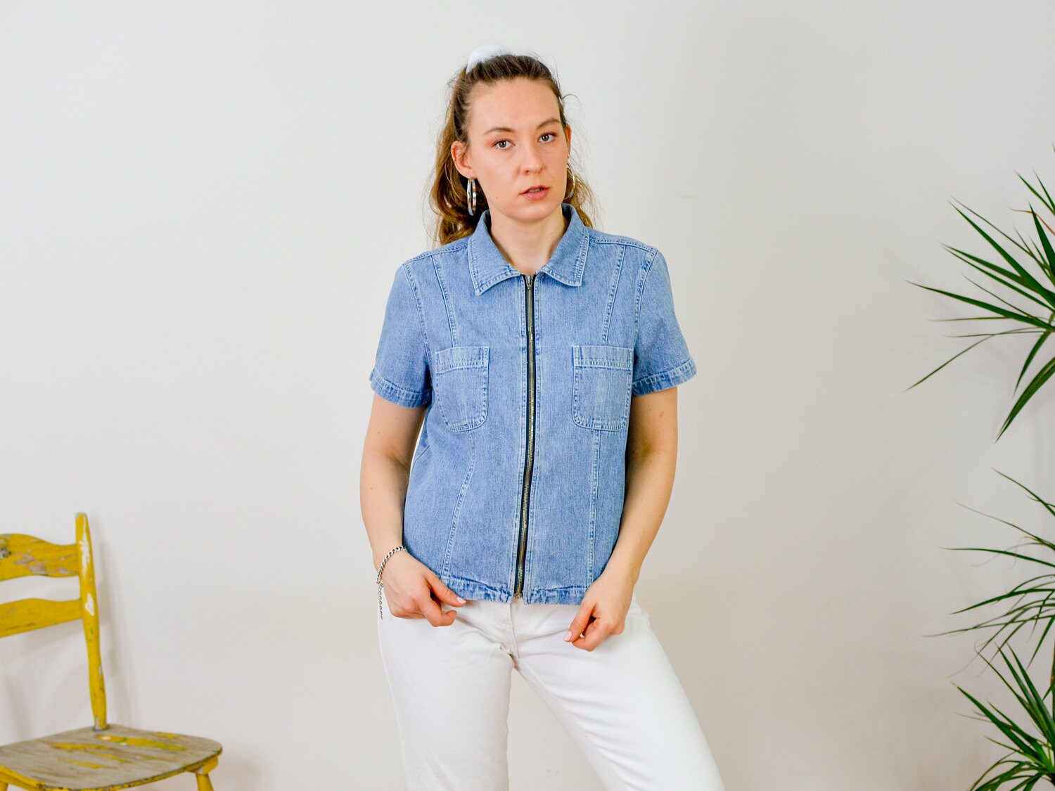 Blue Denim SHIRT Vintage 90's Jean Blue 