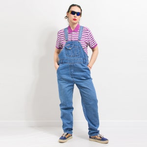 Denim overalls Vintage 90's jumpsuit dungarees women size L