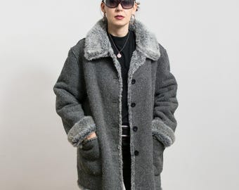 Vintage Faux Fur Coat Shearling Jacket Plus Size XXXL