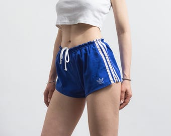 Vintage Adidas Running Shorts 70s Blue Cotton Sprinter D5