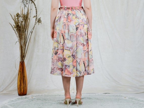 Viscose skirt pleated W33 vintage fruits floral p… - image 5
