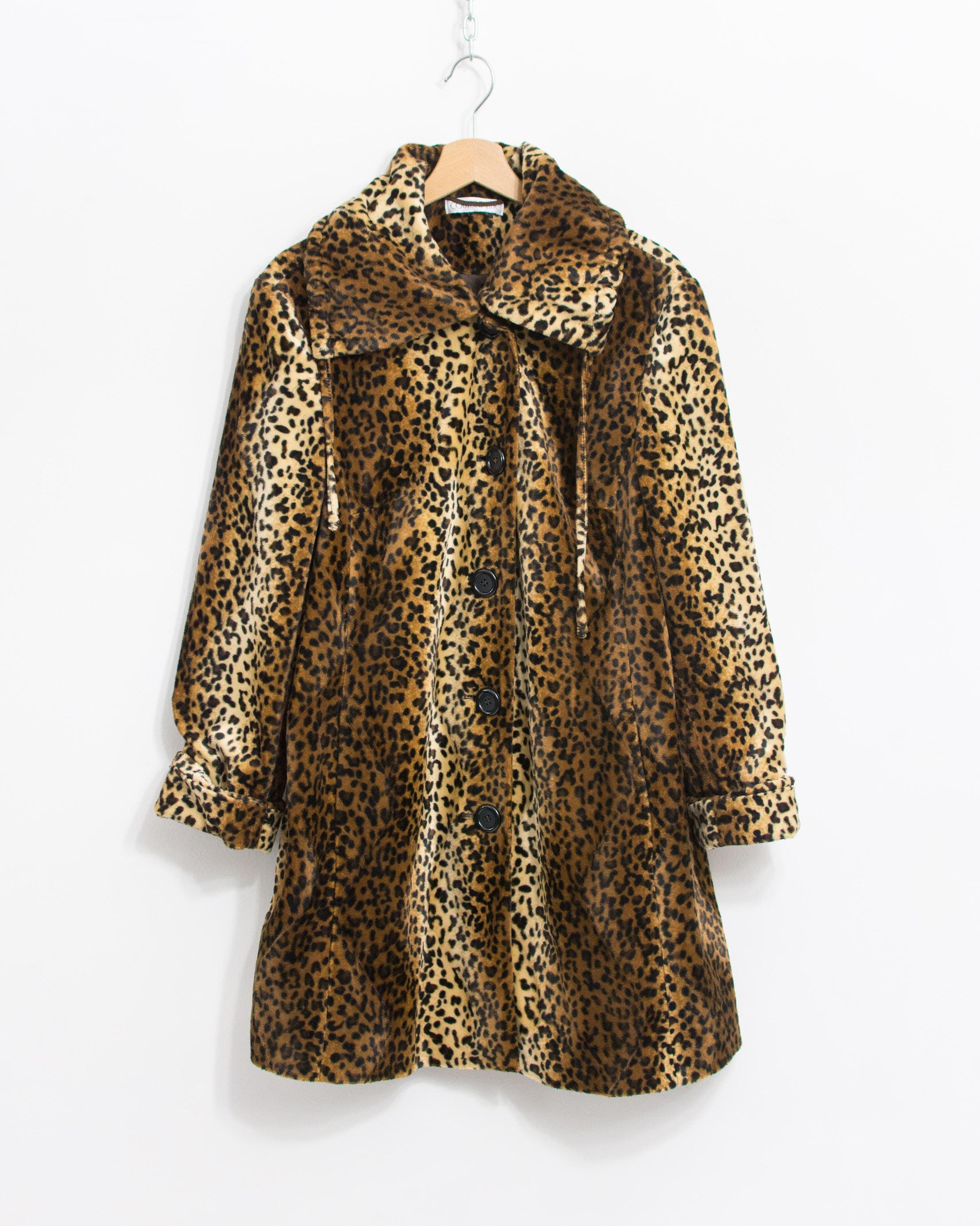 90年代ヴィンテージ ヒョウ柄フェイクファージャケットコート XL/XXL