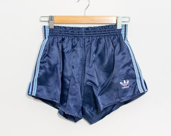 Adidas 80er Jahre Shorts Vintage Blau sportlich drei Streifen Damen Gr. M