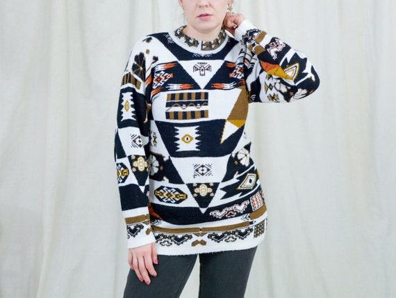 Black and white aztec sweater new arrivals