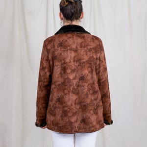 Faux Wildleder Jacke gefälschte Pelz gedruckt Bronze Vintage künstliche XL Bild 7