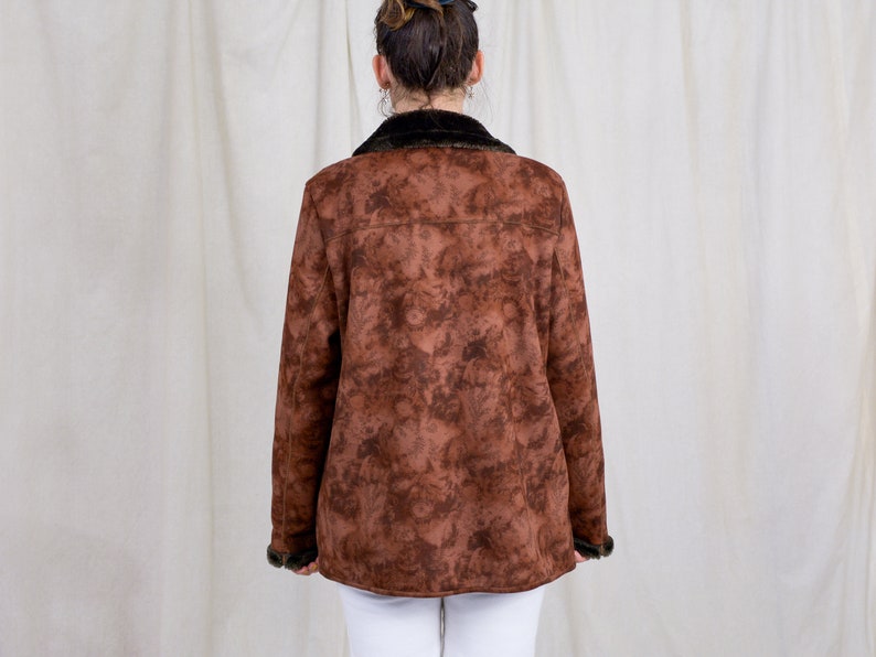 Faux Wildleder Jacke gefälschte Pelz gedruckt Bronze Vintage künstliche XL Bild 7