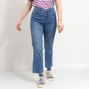 Jeans mom dos anos 90 vintage Cardinal denim azul perna reta W30 L28