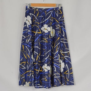 80's skirt pleated Retro printed blue Vintage High waisted W27 S Small image 7