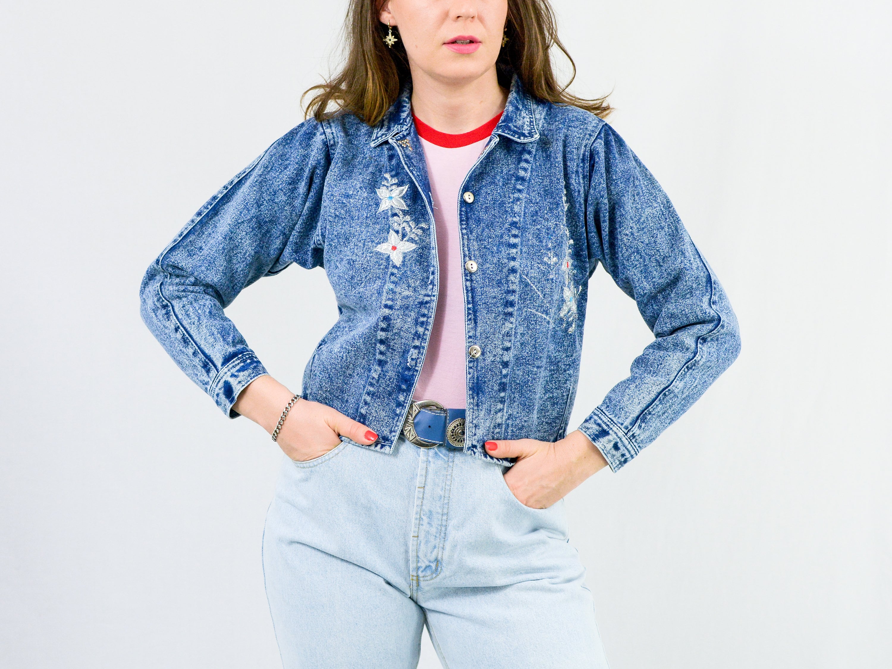 ジャケット・アウター 80s vintage flower denim jeans jacket Vintage 80's Teddi Denim Floral Embroidered Jacket | eBay