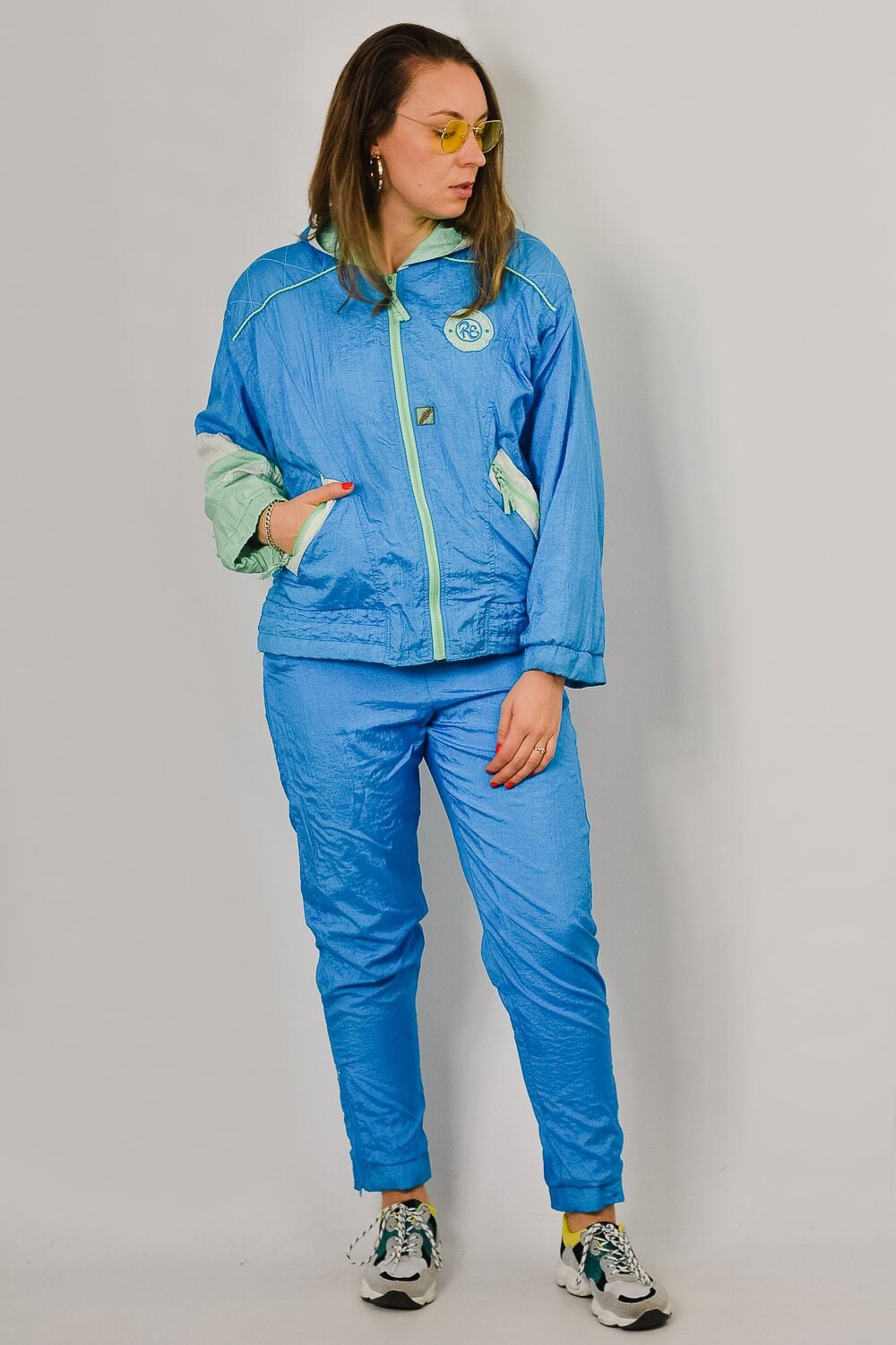 Blauw 90's trainingspak Vintage hooded Sport joggen - Etsy België