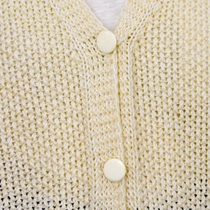 White cardigan beige sweater cream vintage L image 3