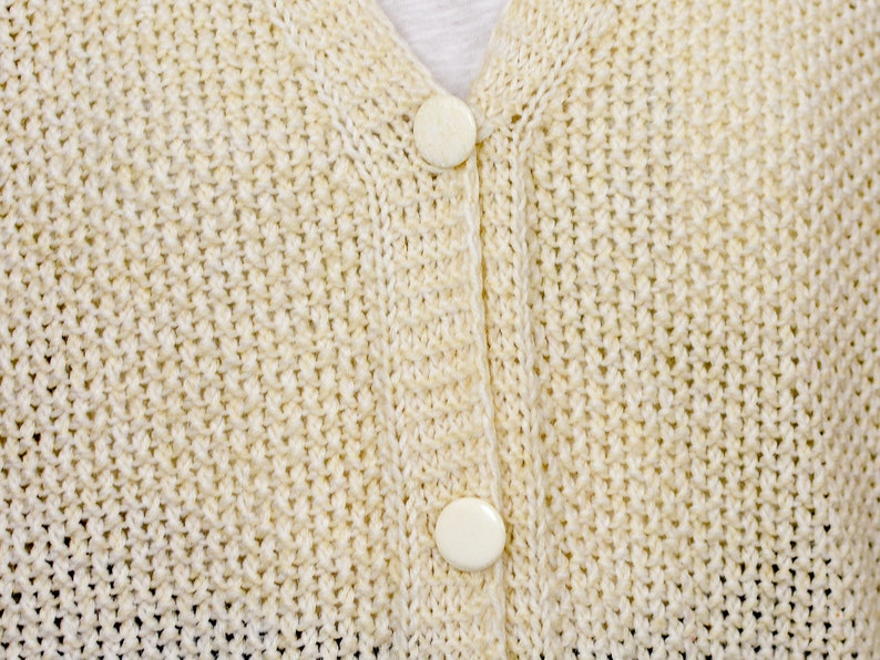White cardigan beige sweater cream vintage L image 3