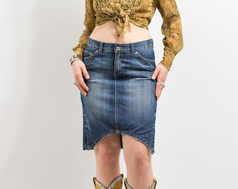 Y2K mini gonna in denim jeans a vita bassa da donna taglia M