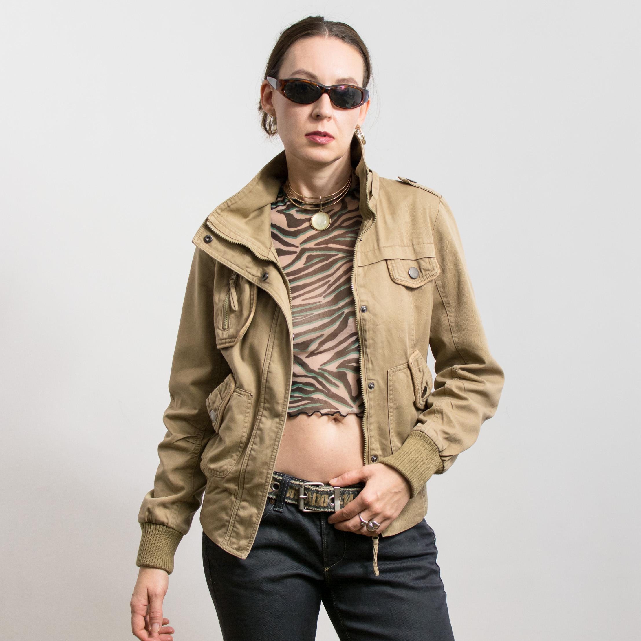 Vintage Y2K Khaki Multipocket Short Jacket L - Etsy UK
