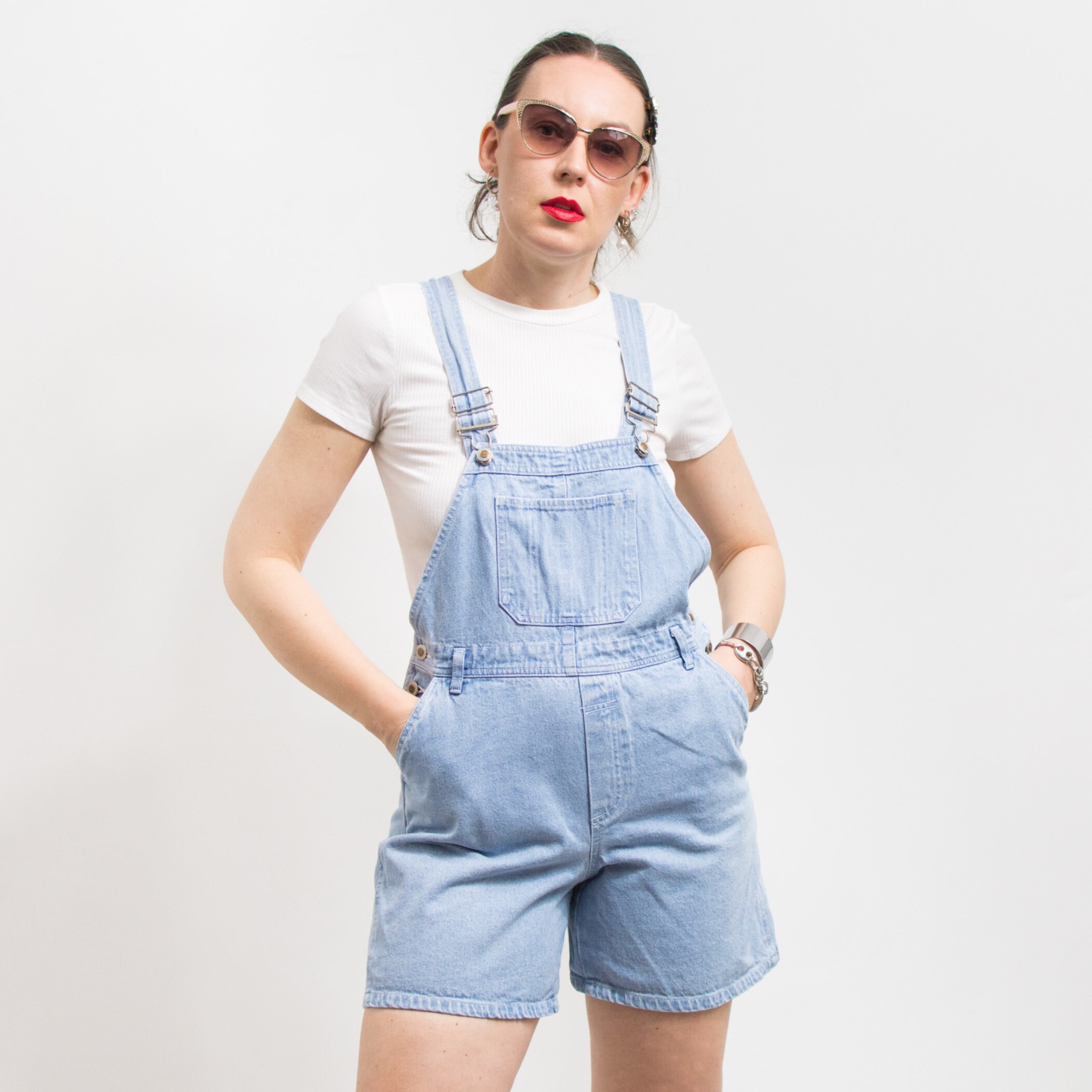 Arizona Overalls Vintage 90's Shortalls Denim Dungarees Women Size