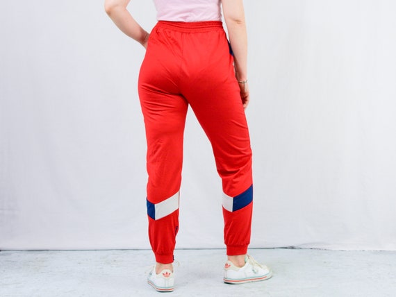 Red Track Pants 90s Vintage Sweatpants Old School Training Gym