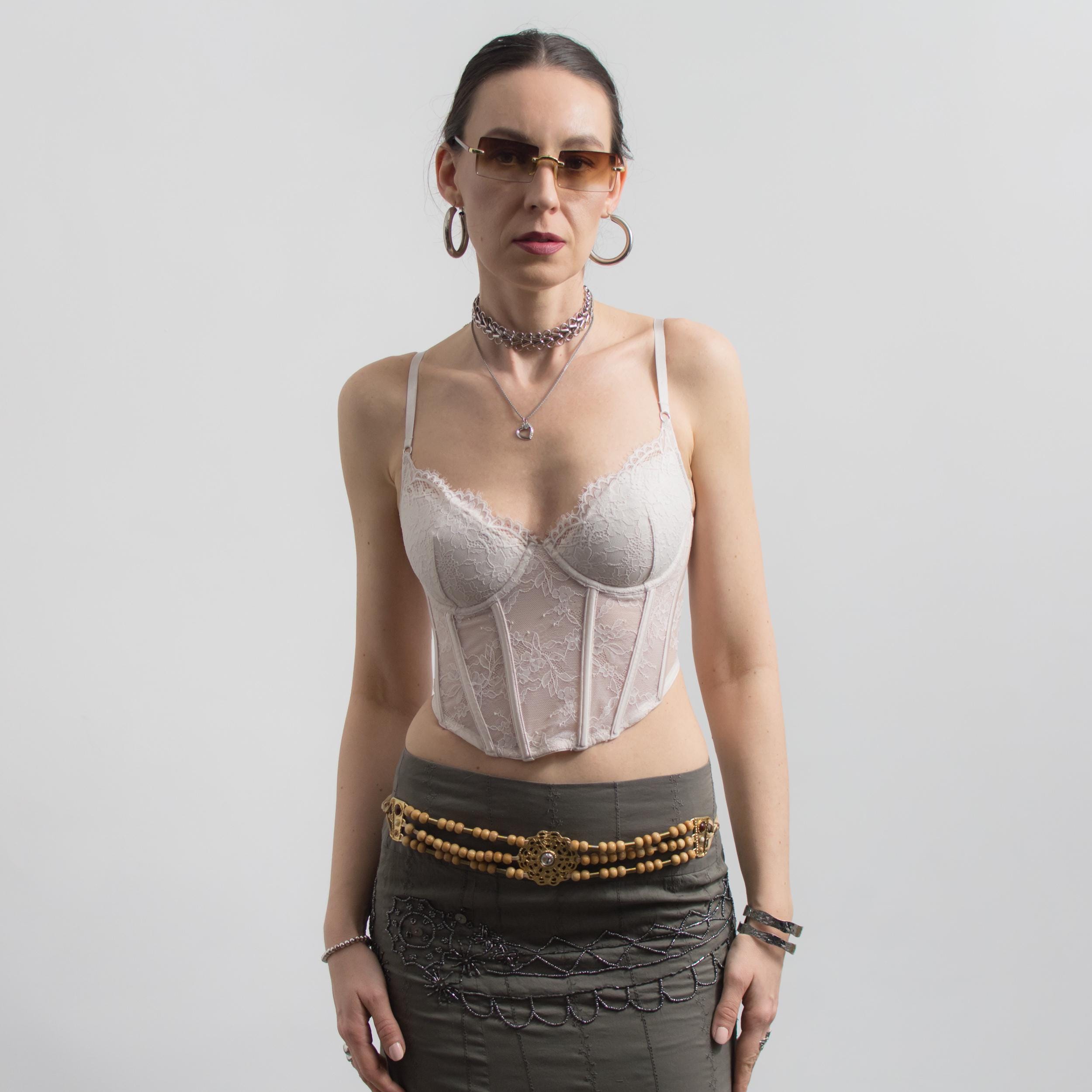 Haut Style Corset Crème Implicite - Taille 70 EU (C) - Neuf Sans étiquettes - Sans Manches