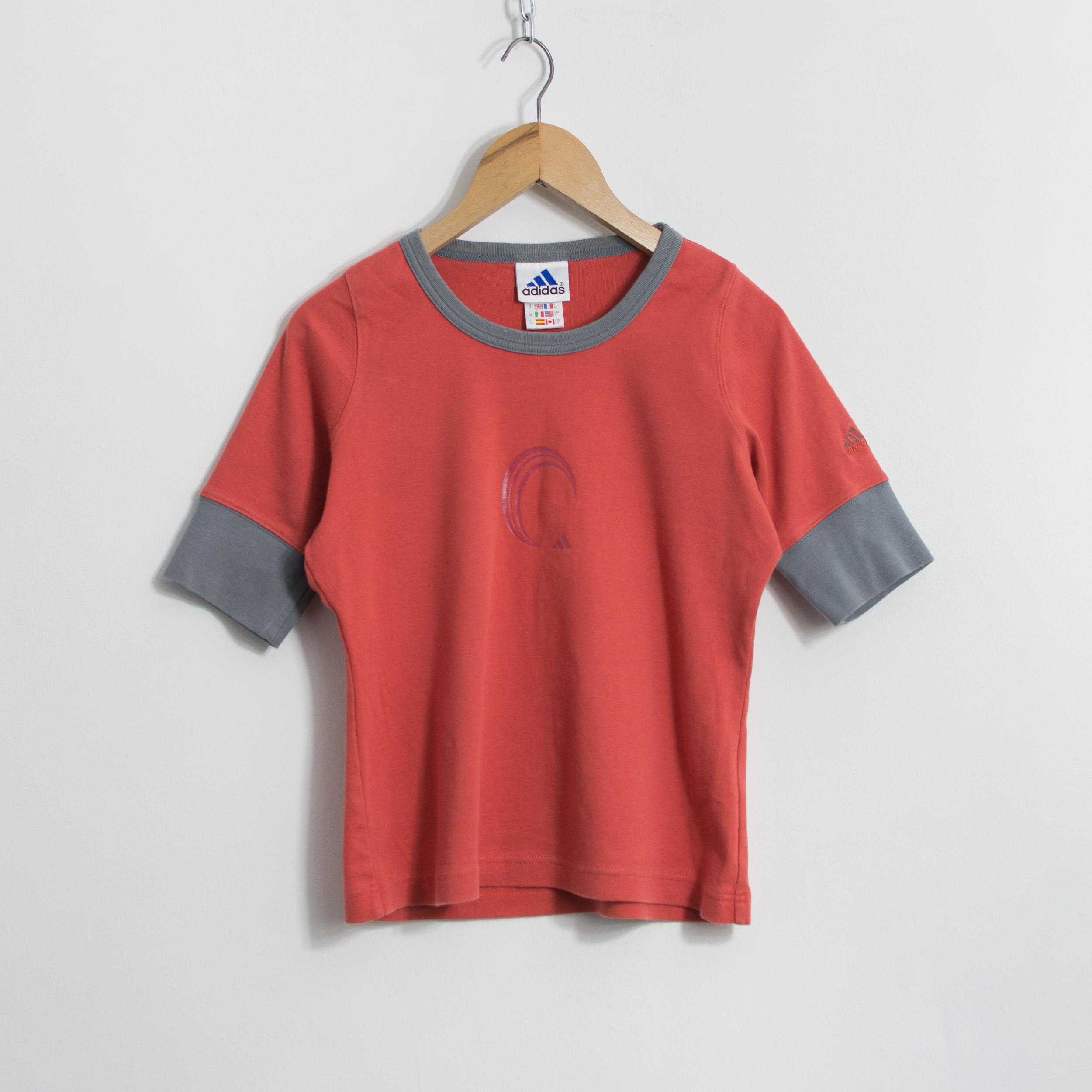 Vintage Adidas 90s Red Ringer Tee Logo Cotton Top L - Etsy