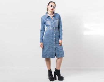 Y2K デニム ベルト付きジャケット ショートトレンチコート サイズS