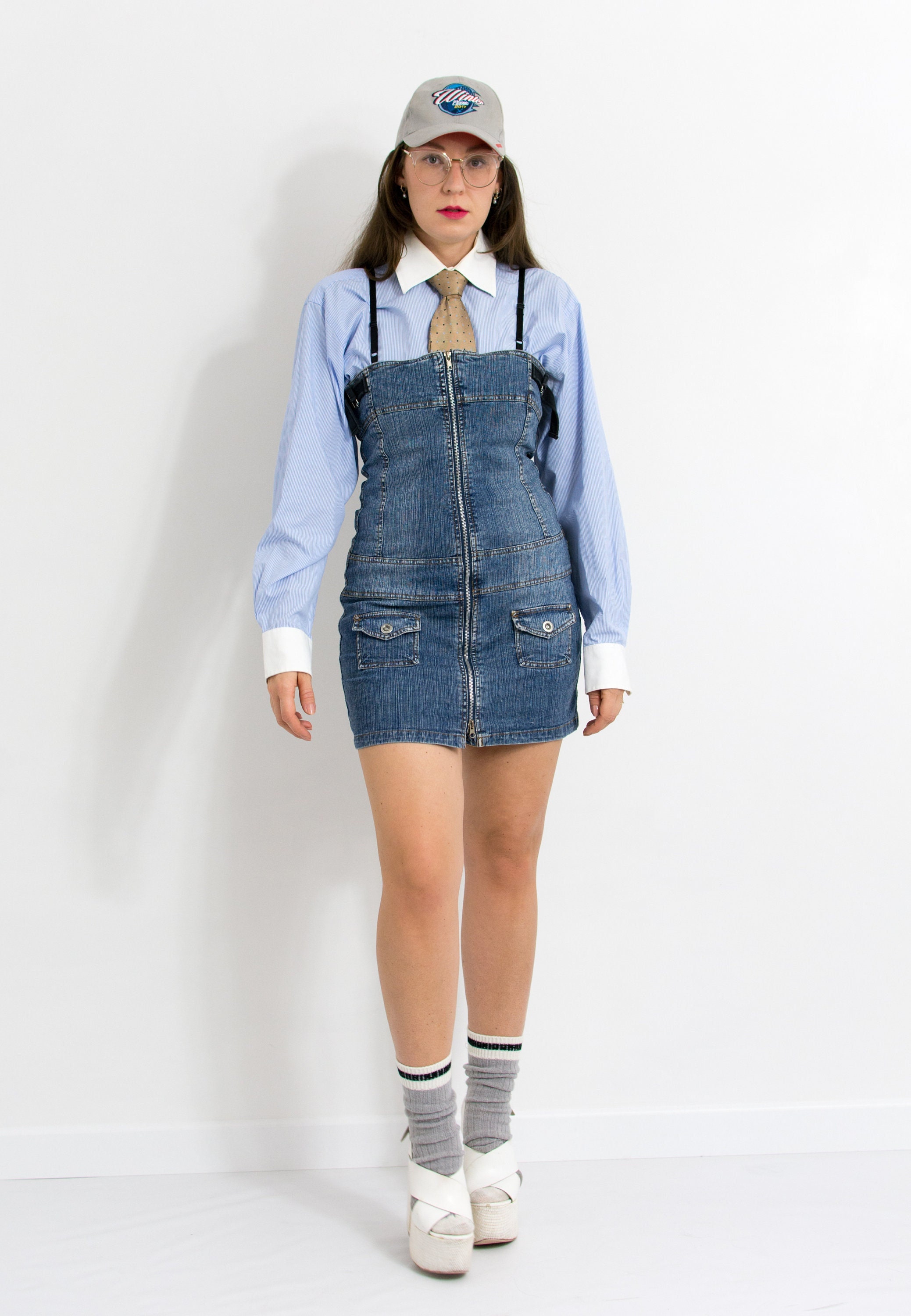 evening dresses designer Denim Overall Dress - Betsey's Boutique Shop main image 1