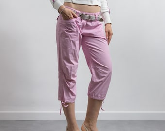 Y2K Pink Low Rise Capri Pants Cotton 3/4 Shorts L