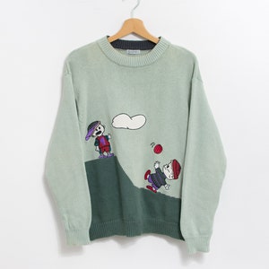 Funny sweater 90's Vintage jumper cotton women size M image 6