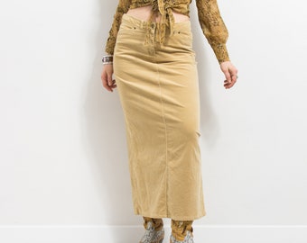 Pencil Corduroy rok vintage maxi dames maat L/XL