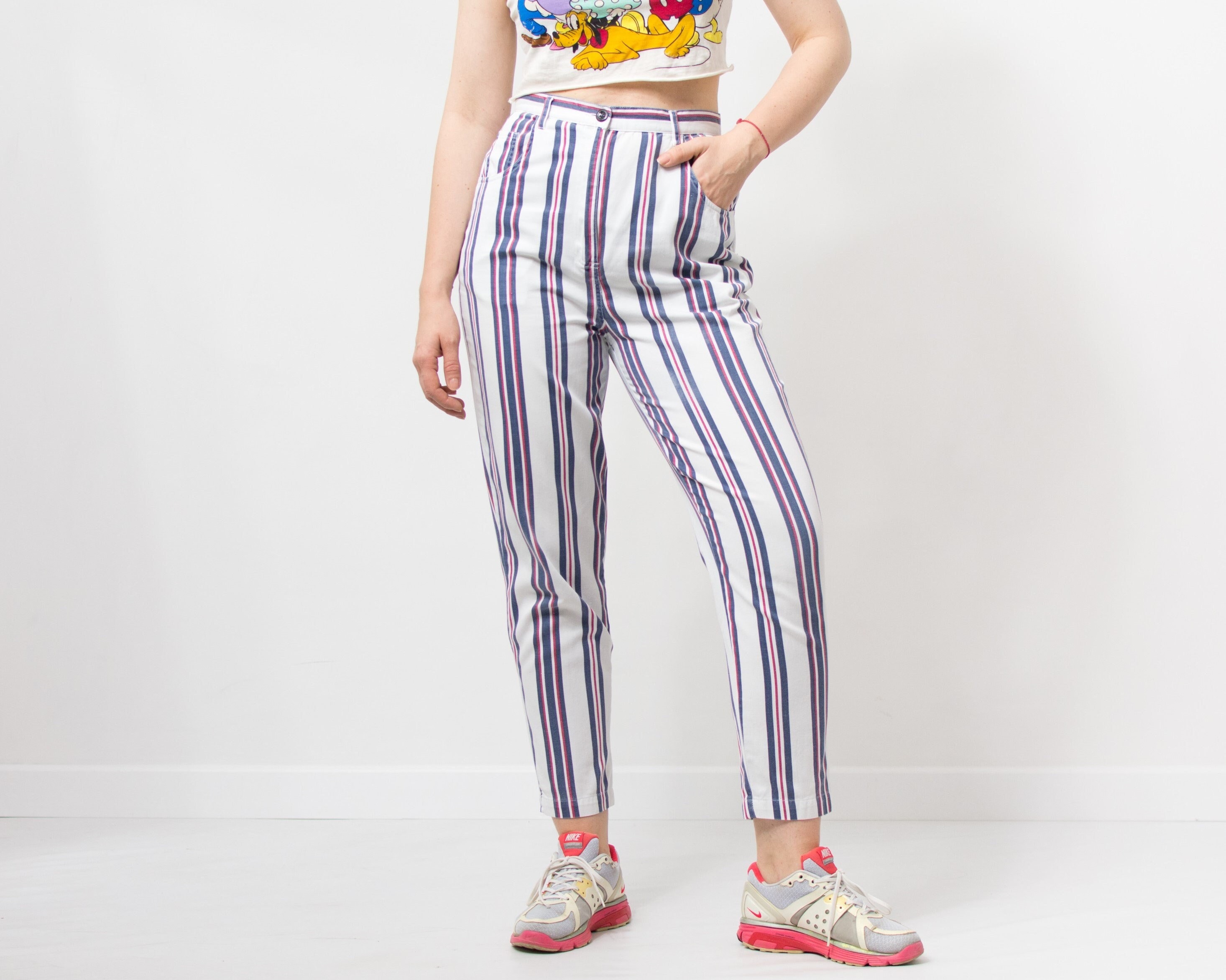 90s Striped Jeans - Etsy