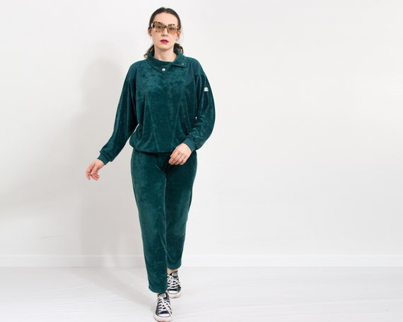 Survêtement velours vert vintage 90s velours femme oversize taille M -   France