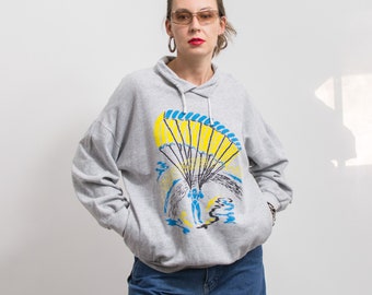 Sudadera oversize Vintage 90's estampado paracaidista mujer talla L/XL