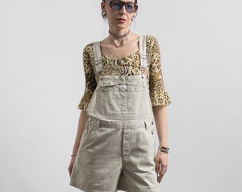 Calvin Klein Beige Short Overalls Cotton 90s Utility Shortalls M