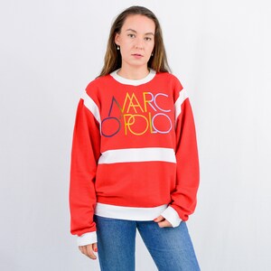 Marc OPolo red sweatshirt vintage rainbow logo jumper 90s long sleeve XL
