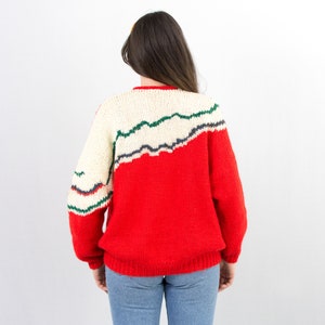 Vintage oversized sweater handmade jumper hairy red women size L/XL image 6