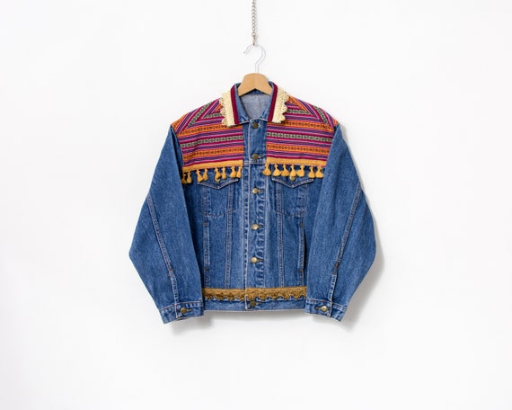 Embellished denim festival jacket cheap